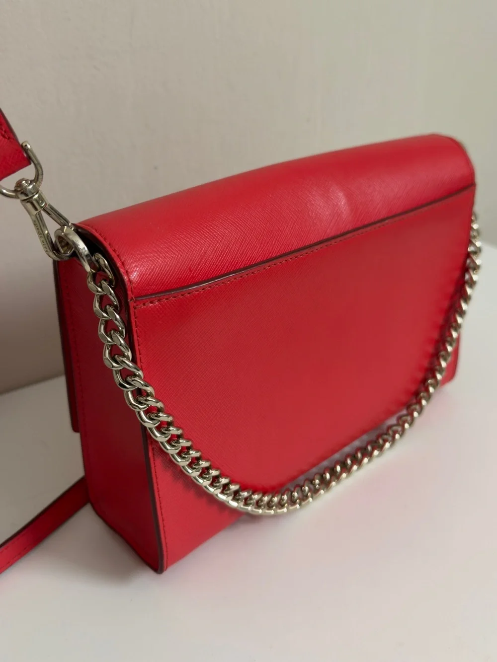 kate spade Coral Pink Leather Crossbody with Silver Chain